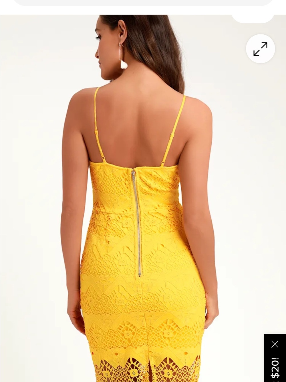 Lulu's Canary Lace V-Neck Midi Dress - Picture 3 of 5